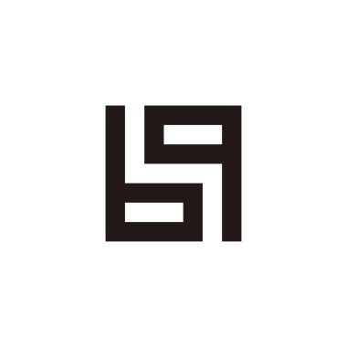 Letter b and q square geometric symbol simple logo vector