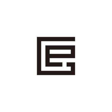 Letter G and e square geometric symbol simple logo vector