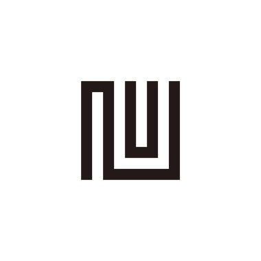 Letter N and U square, thin geometric symbol simple logo vector