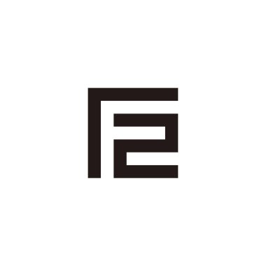 Letter r and number 2, letter F square geometric symbol simple logo vector