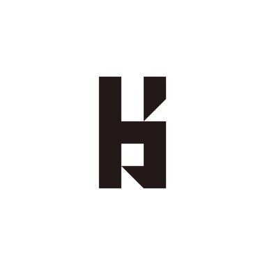 Letter Hb bH H b square, outlines geometric symbol simple logo vector