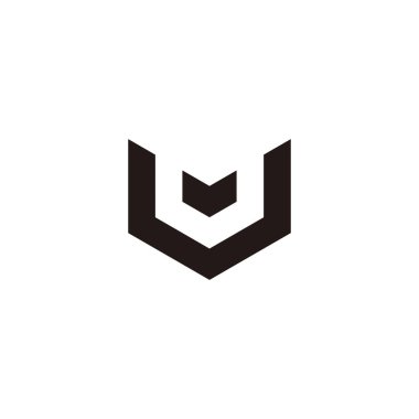 Letter U and v heart, unique geometric symbol simple logo vector