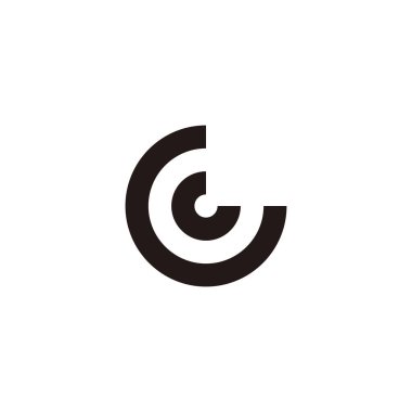 Letter GG circle, outlines geometric symbol simple logo vector