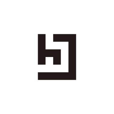 Letter h and J square, outlines geometric symbol simple logo vector