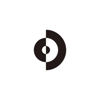 Letter C, O and D circle, outline geometric symbol simple logo vector