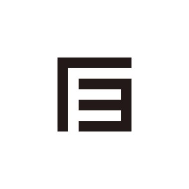 Letter r number 3 square, outlines geometric symbol simple logo vector