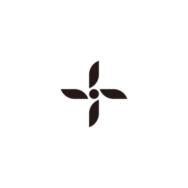 Plus, four leaves geometric symbol simple logo vector
