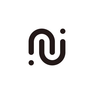 Letter N curve, circle geometric symbol simple logo vector