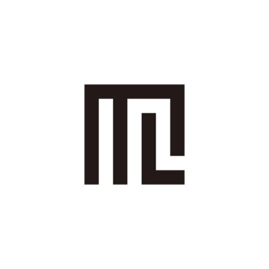 Letter M and L square, outline geometric symbol simple logo vector