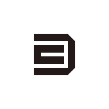 Letter c and D number 3 square, outlines geometric symbol simple logo vector