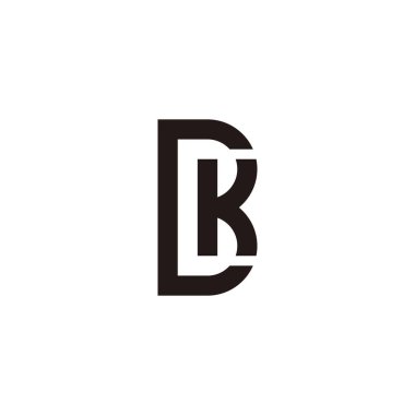Letter BK KB B K outline geometric symbol simple logo vector