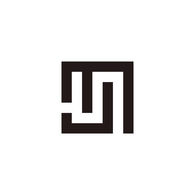 Letter M and J square, building geometric symbol simple logo vector