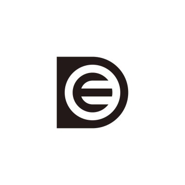 Letter E in D, circle geometric symbol simple logo vector