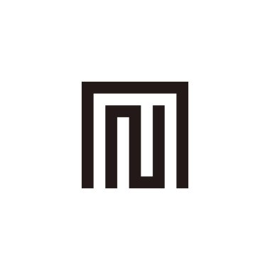 Letter N in n, square geometric symbol simple logo vector