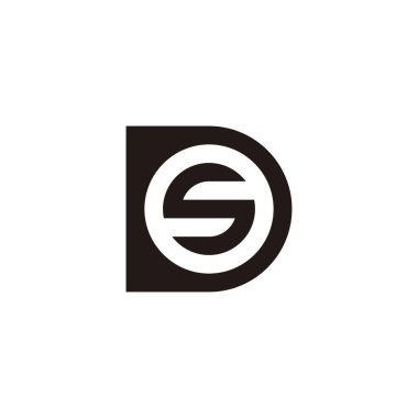 Letter S in D, circle geometric symbol simple logo vector