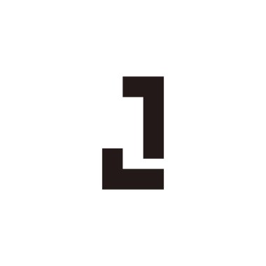 Letter J number 1, square geometric symbol simple logo vector