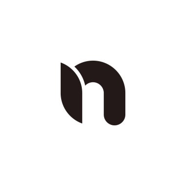 Letter n leaf, outline geometric symbol simple logo vector
