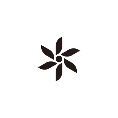 Sun, hexagon, six leaves geometric symbol simple logo vector