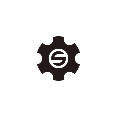 Letter S gears geometric symbol simple logo vector