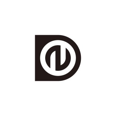 Letter N in D, circle geometric symbol simple logo vector