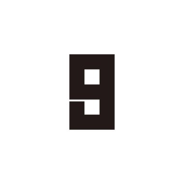 Letter g number 8 outline, square dot geometric symbol simple logo vector