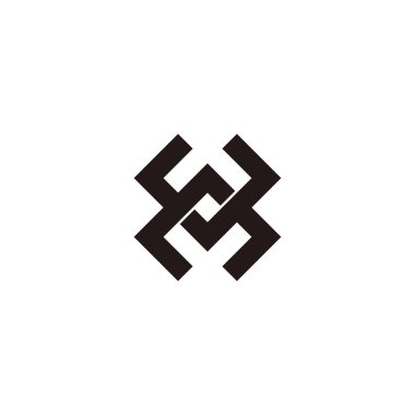 Letter A and U square, outline geometric symbol simple logo vector