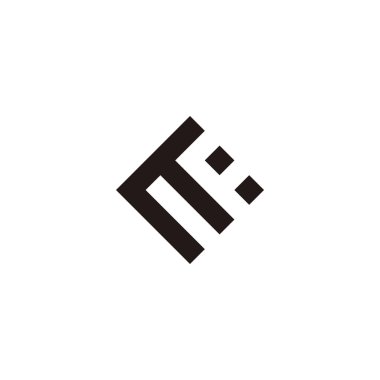 Letter t and F square, dot geometric symbol simple logo vector