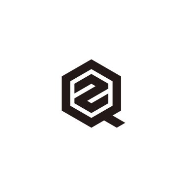 Letter Q and Z hexagon geometric symbol simple logo vector