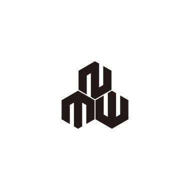 Letter M, W and N three hexagons geometric symbol simple logo vector