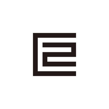 Letter C, E and number 2 square geometric symbol simple logo vector
