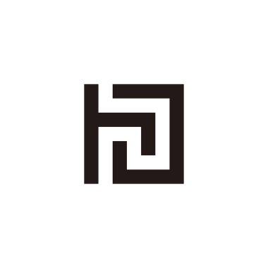 Letter h and J square geometric symbol simple logo vector