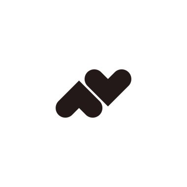 Letter N two heart geometric symbol simple logo vector