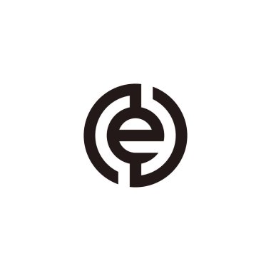 Letter e and N circle, outline geometric symbol simple logo vector