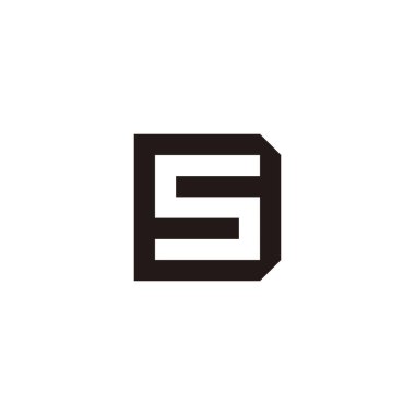 Letter S and D square, outline geometric symbol simple logo vector