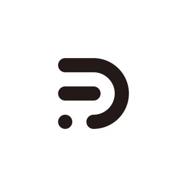 Letter FD circle, outline geometric symbol simple logo vector