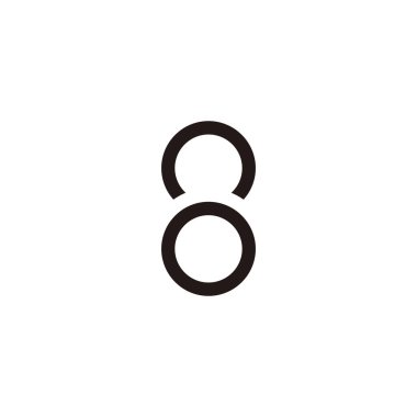 Letter n number 8, circle geometric symbol simple logo vector