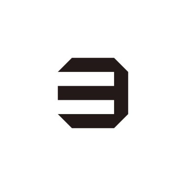 Number 3 octagon, outline geometric symbol simple logo vector