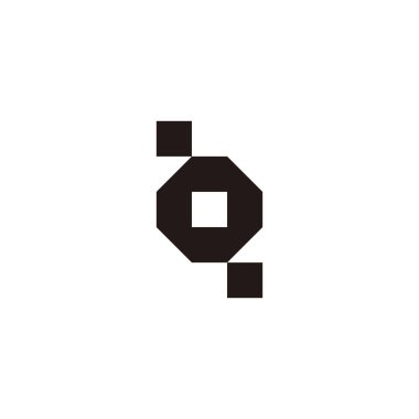 Letter b, o and q square, point geometric symbol simple logo vector