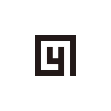 Letter y and m square, geometric symbol simple logo vector