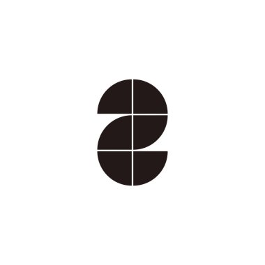 Number 2 diamonds, circle geometric symbol simple logo vector