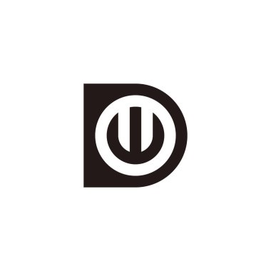 Letter w in D, circle geometric symbol simple logo vector