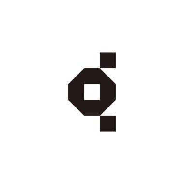 Letter qd dq q d square, dot geometric symbol simple logo vector