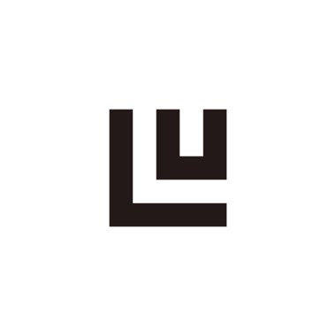 Letter L and u, w, square geometric symbol simple logo vector