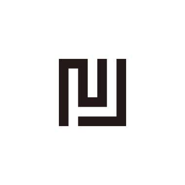 Letter NJ square geometric symbol simple logo vector