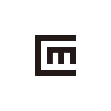 Letter m in C, square geometric symbol simple logo vector