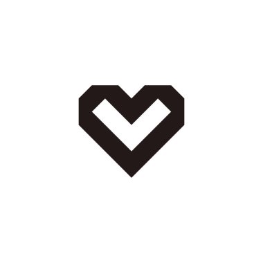 Heart, letter v square geometric symbol simple logo vector