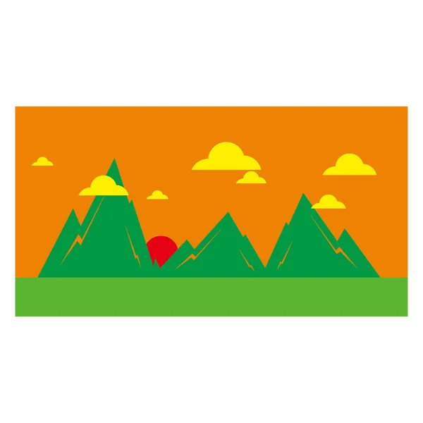 Panorama Sunset Mountain Geometric Symbol Simple Logo Vector — Vetor de Stock