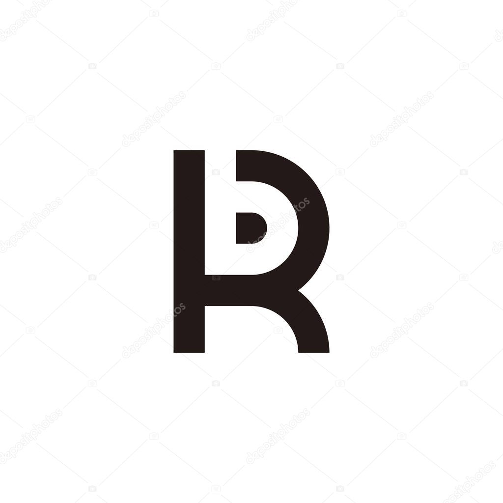 Letter bR Rb b R outline geometric symbol simple logo vector
