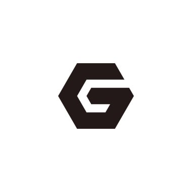 Letter G shaped hexagon, outline geometric symbol simple logo vector