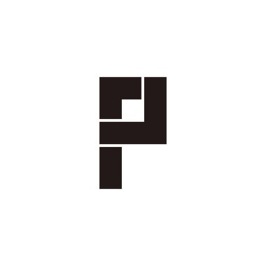 Letter r, J and P square, outline geometric symbol simple logo vector